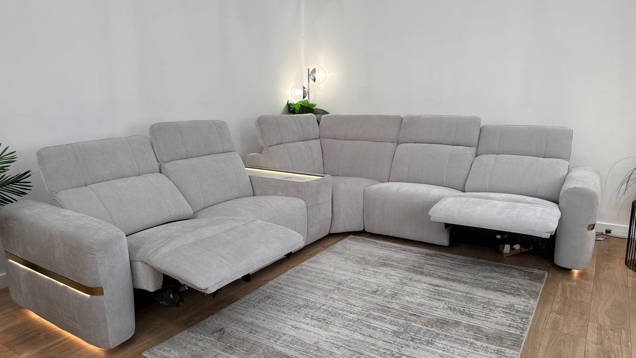 Sofology Lumiere Fabric Recliner 3 Corner Console 3 in Stone