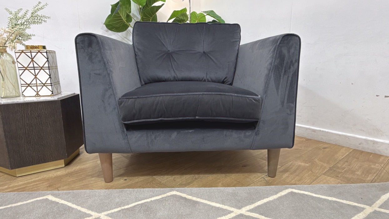 Sofology Cricket Fabric Chair in Charcoal Velvet