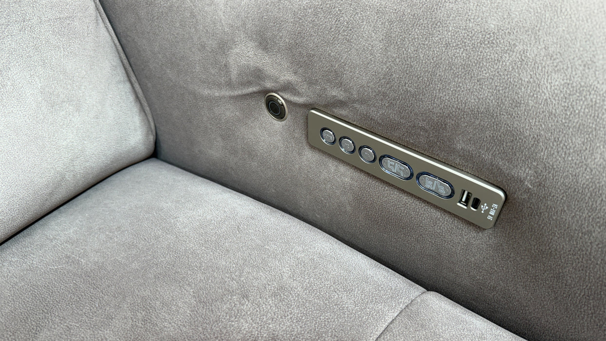 Sofology Riviera Fabric 2.5 Seater Console Power Recliner/Headrest Heated Seats in Lifestyle Flecked Nutmeg
