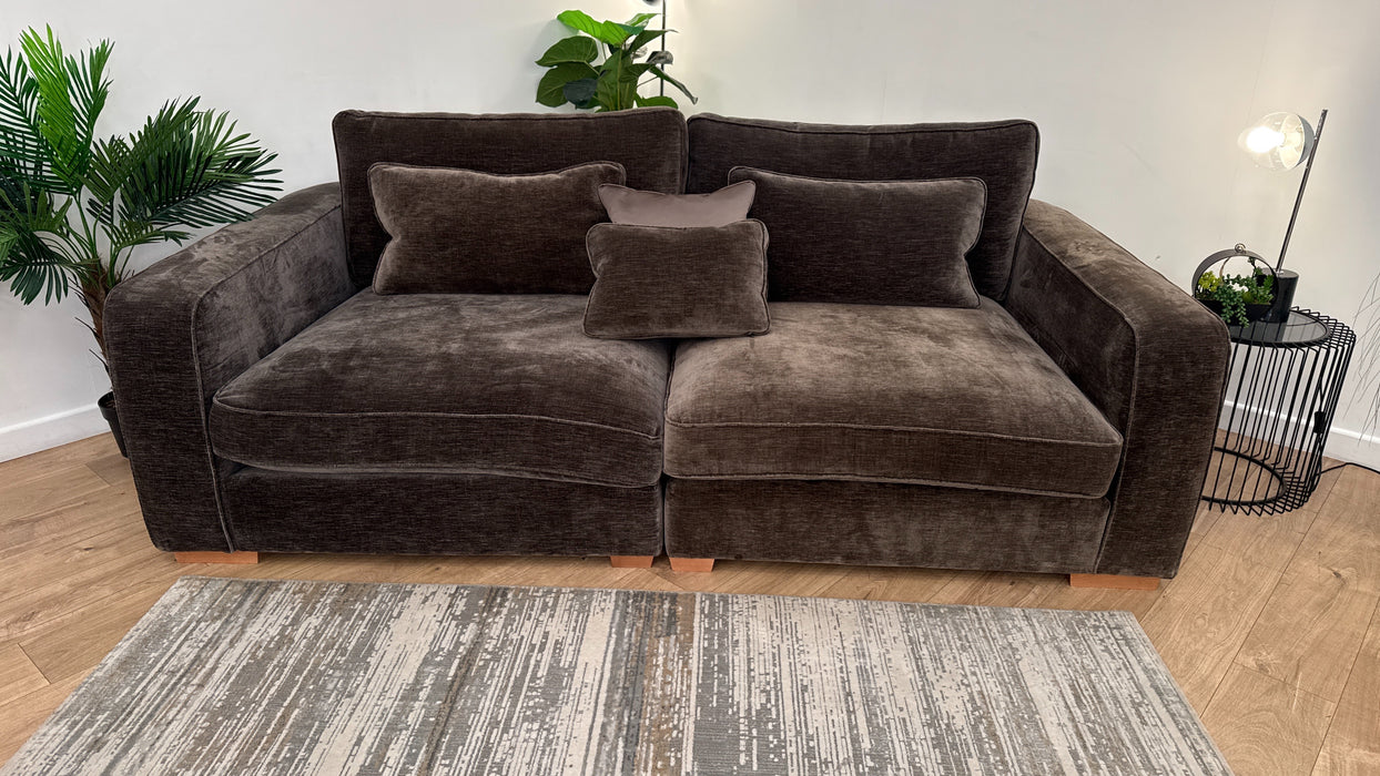 Sofology Cavalli Fabric 3 Seater in Chenille Mushroom