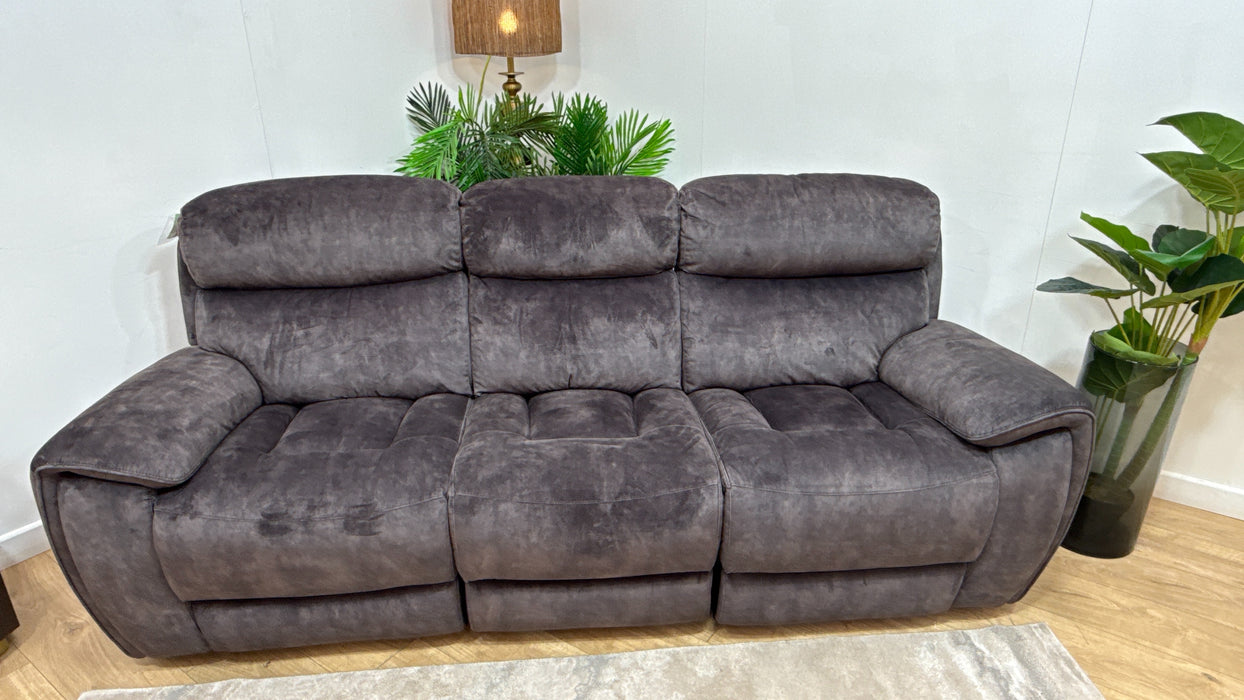 Sofology Radleigh Fabric 3 Seater Power Recliner x 3 in Washed Velvet Charcoal