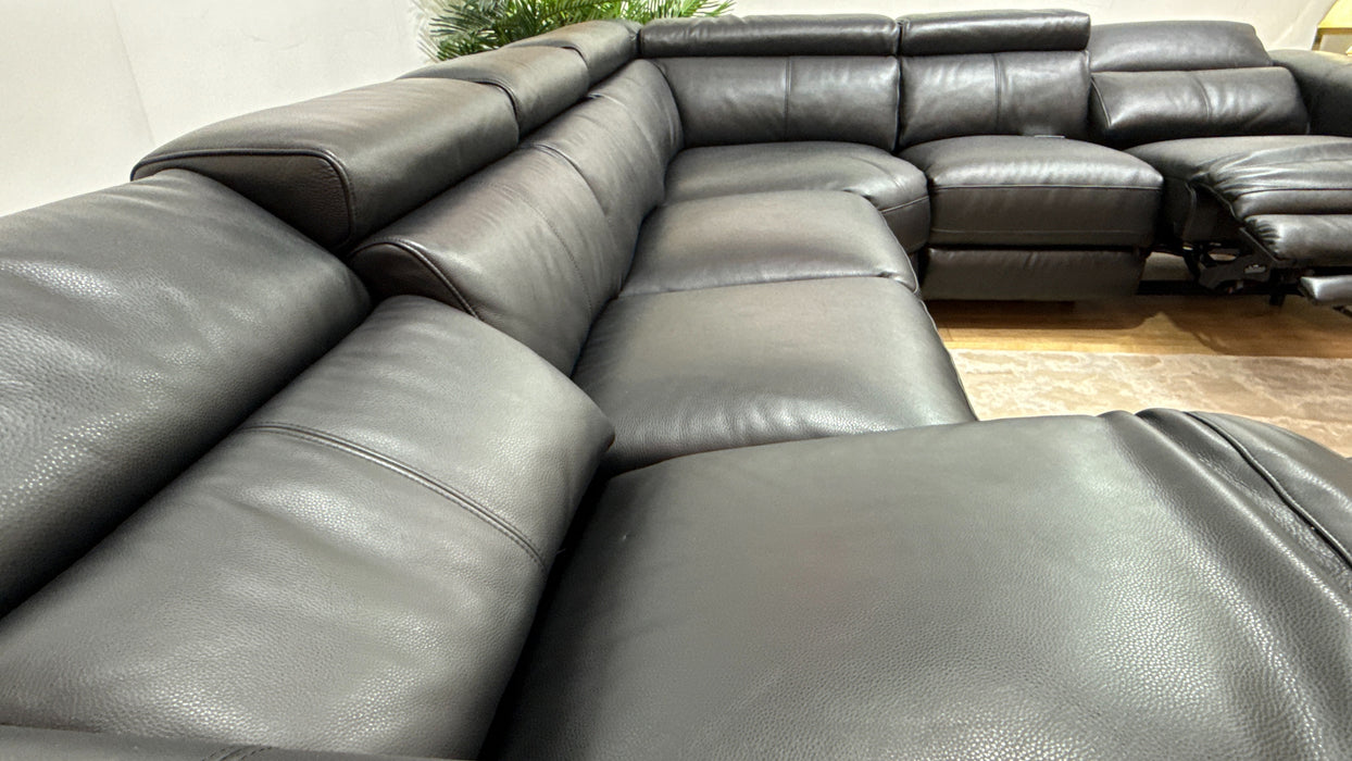 Sofology Moreno Leather 2 Corner 3 Power Recliner in Black