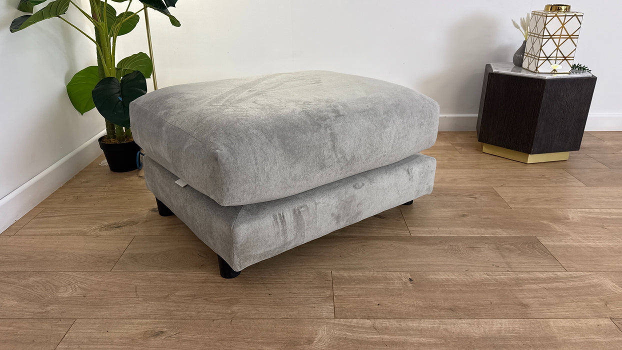 Sofology Wildwood Fabric Footstool in Soft Sherpa Silver
