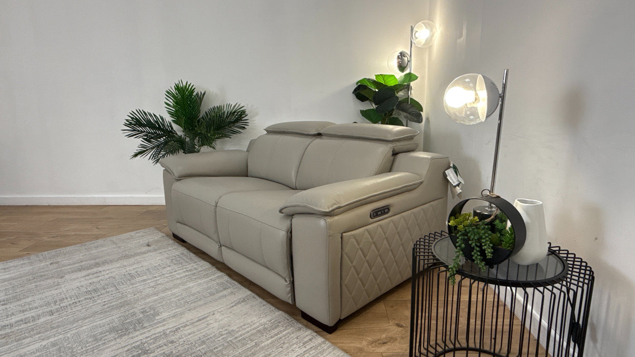 Sofology The Benz Leather 2 Seater Power Recliner/Headrest in Trusty Sheen Lead Grey