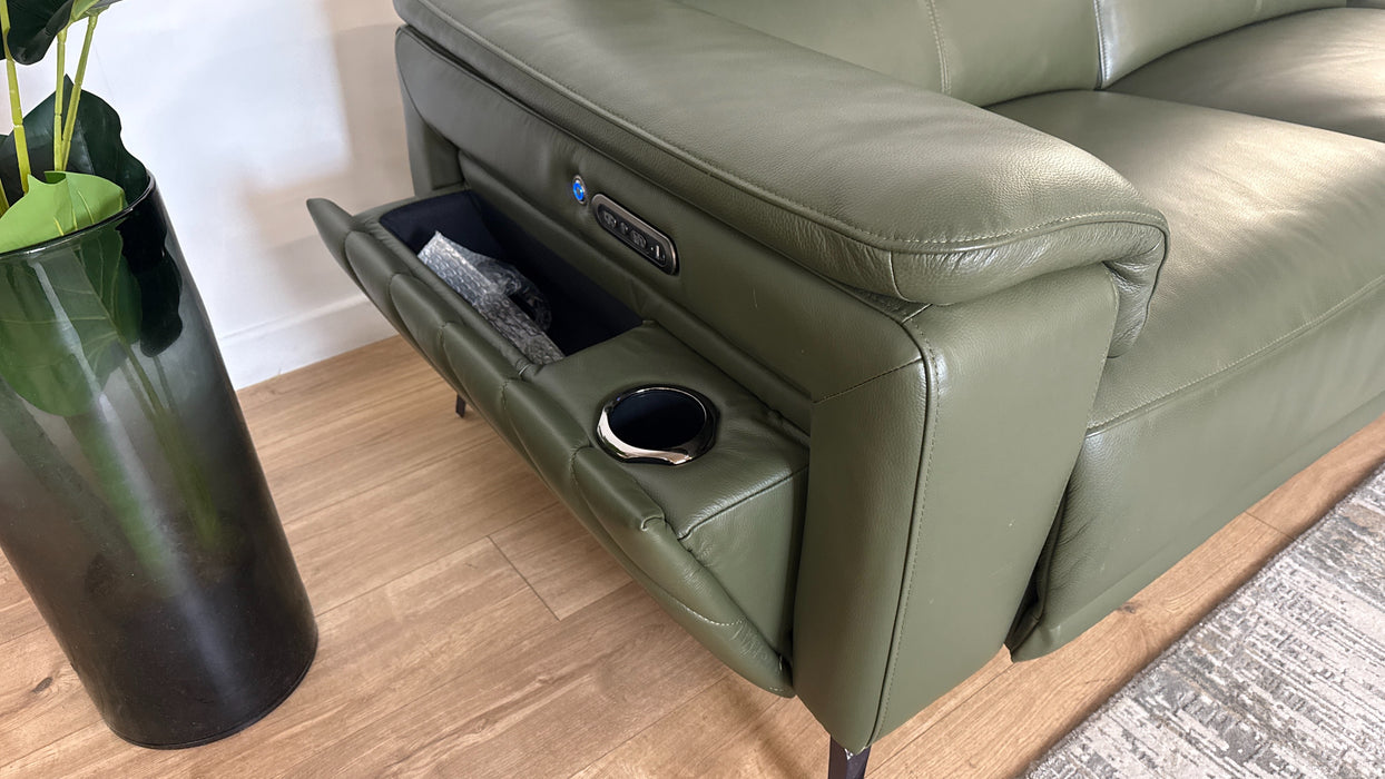 Sofology The Fratelli Leather Recliner 3 Corner 3 in Dark Olive