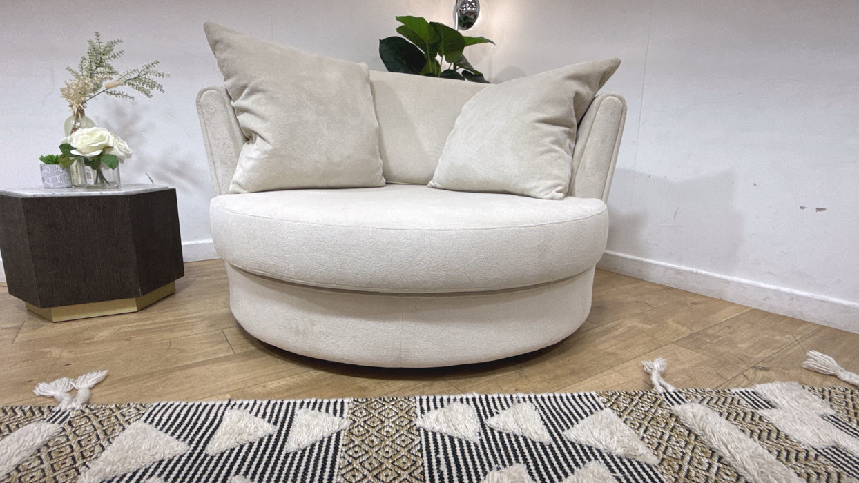 Sofology Castello Fabric Large Swivel Chair in Soft Sherpa Natural