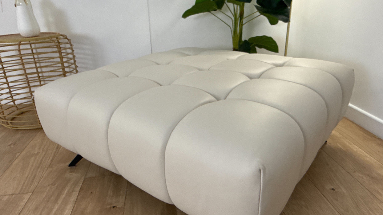 DFS The Azienda Leather Footstool in Frost