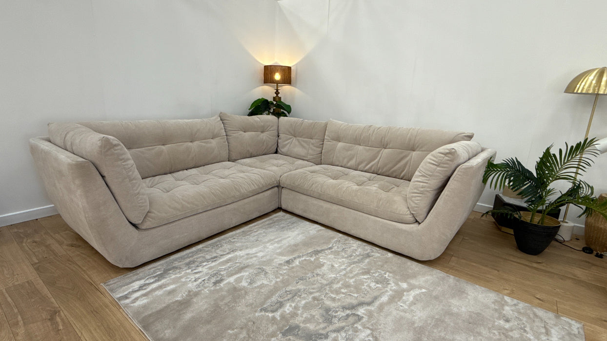 Sofology The Cocoon Fabric 2 Corner 2 in Textured Chenille Stone