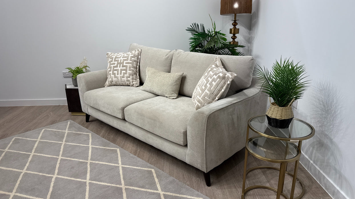 Sofology Mayfair Fabric 3 Seater Foam Seats in Soft Chenille Linen/Pearl Mix