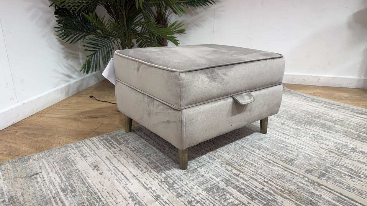 Sofology Gabrielle Fabric Storage Footstool in Plush Pebble