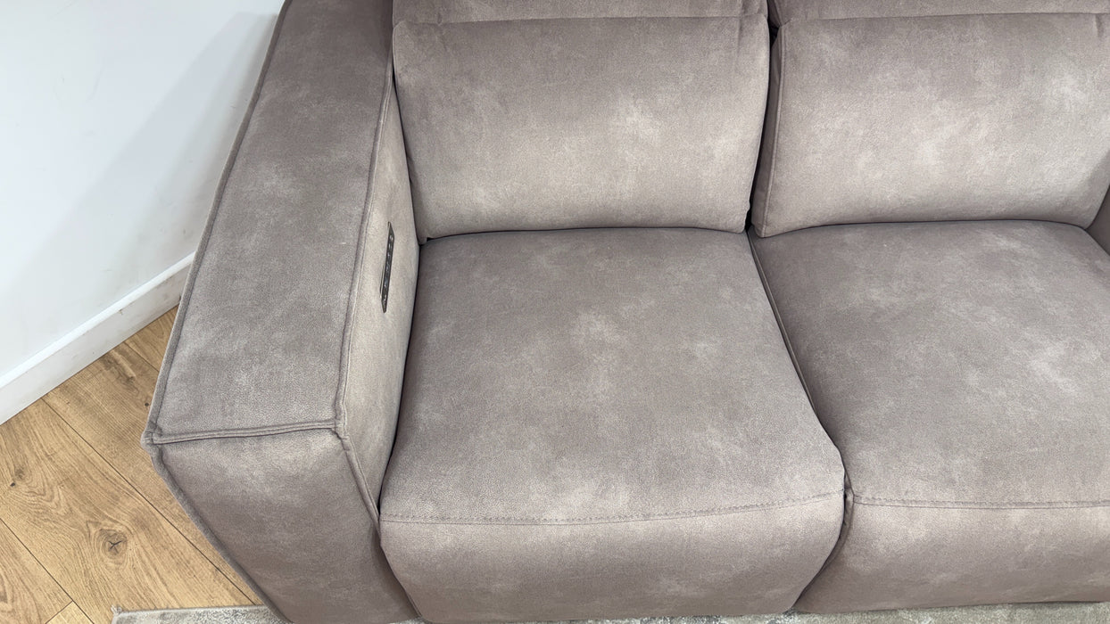 Sofology Horizon Fabric 2 Seater Power Recliner/Headrest in Lifestyle Flecked Nutmeg