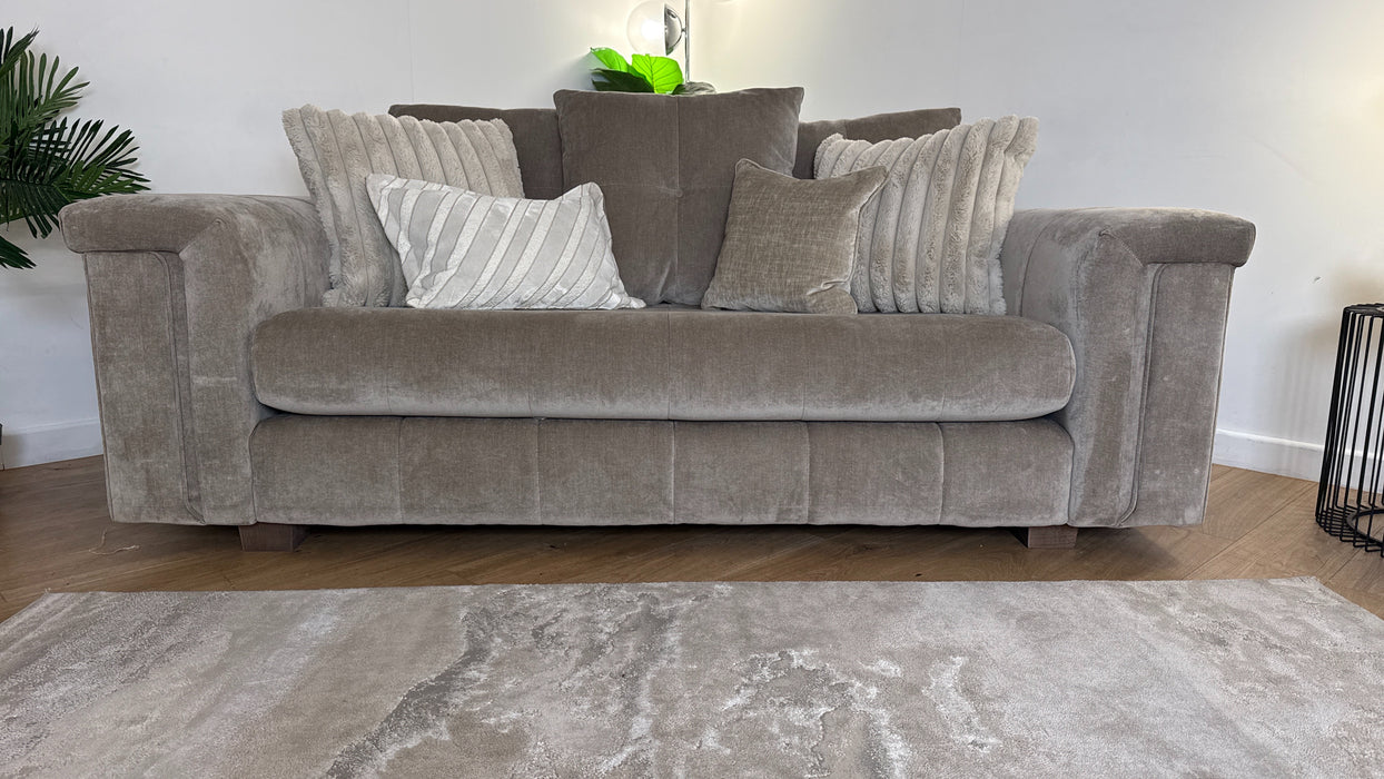 Sofology The Oscar 2 Seater Fabric Sofa in Fine Textured Chenille Stone Mix