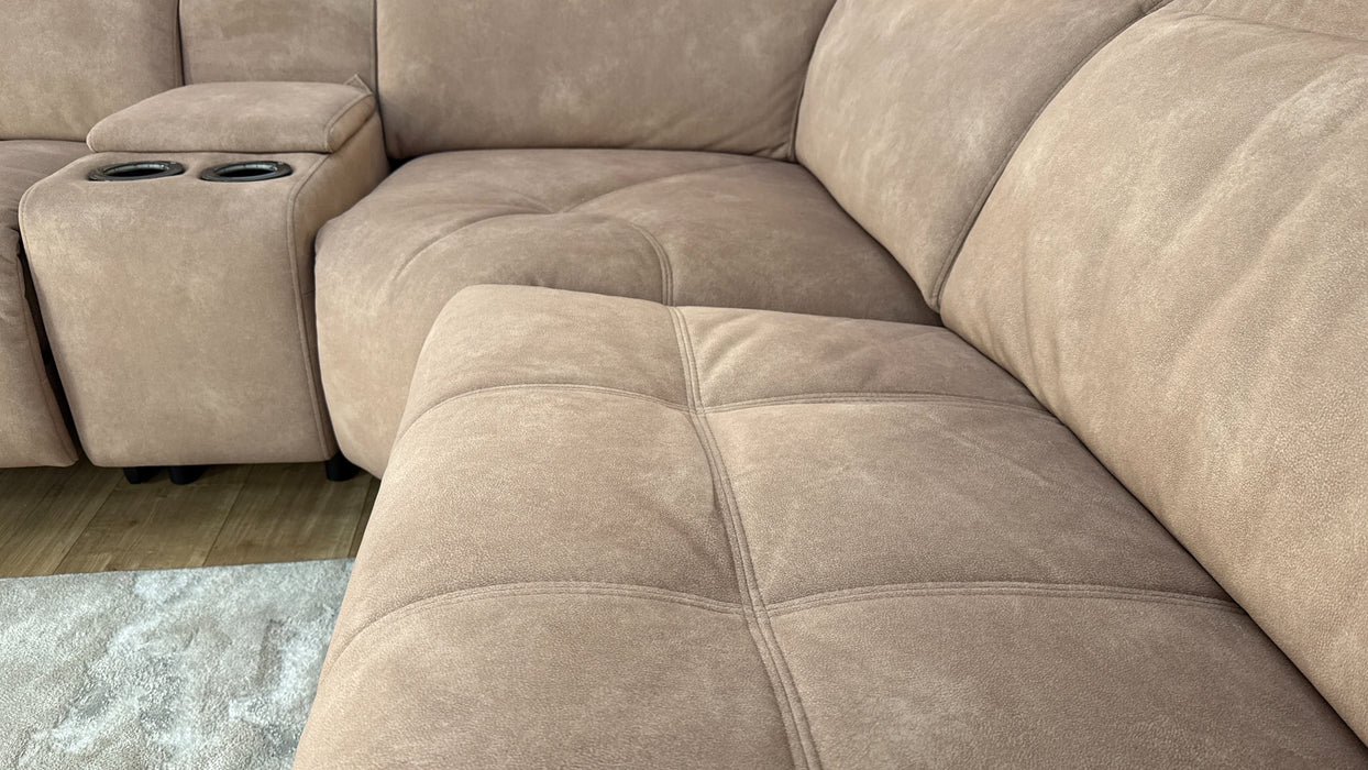 Sofology Marvella Fabric 3 Corner Console 1.5 Power Recliner/Headrest in Lifestyle Flecked Sand