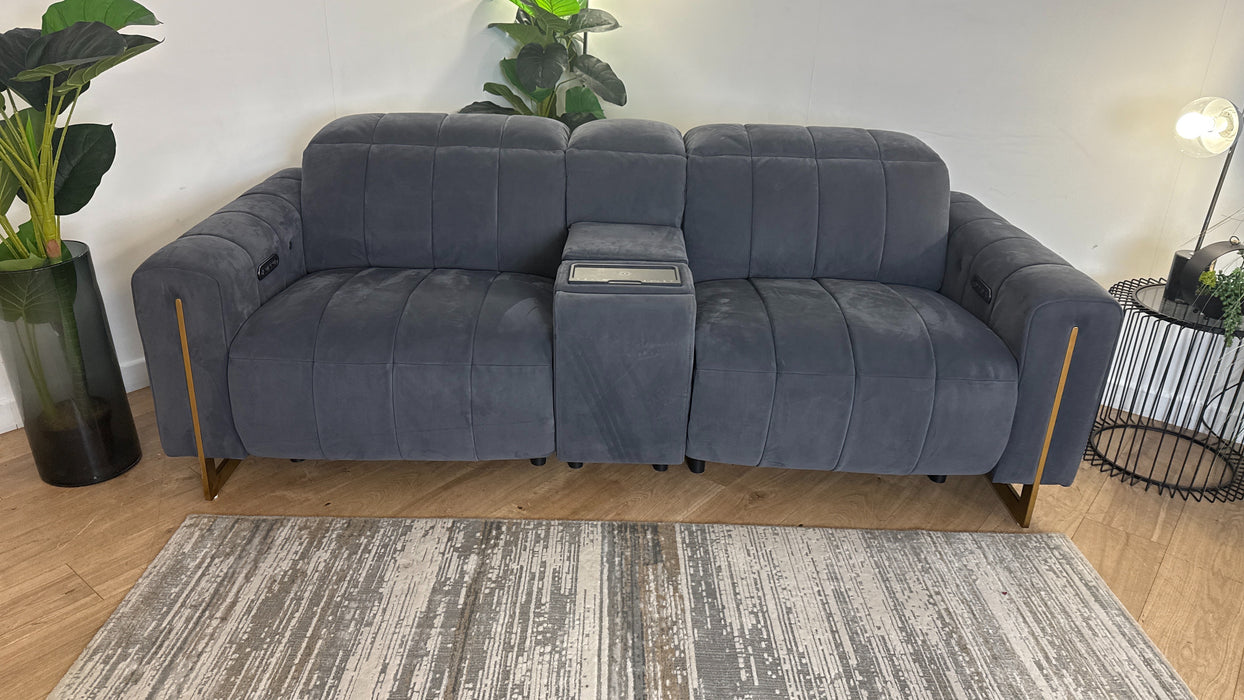 Sofology The Paramount Fabric 2.5 Seater Console Power Recliner/Headrest Heated Seats Speakers in Lifestyle Nubuck Feel Charcoal