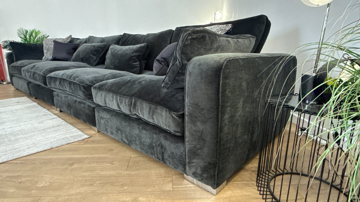 Sofology Cavalli 3 Seater Split Fabric Sofa + 2 x Armless Units  in Deluxe Chenille Slate