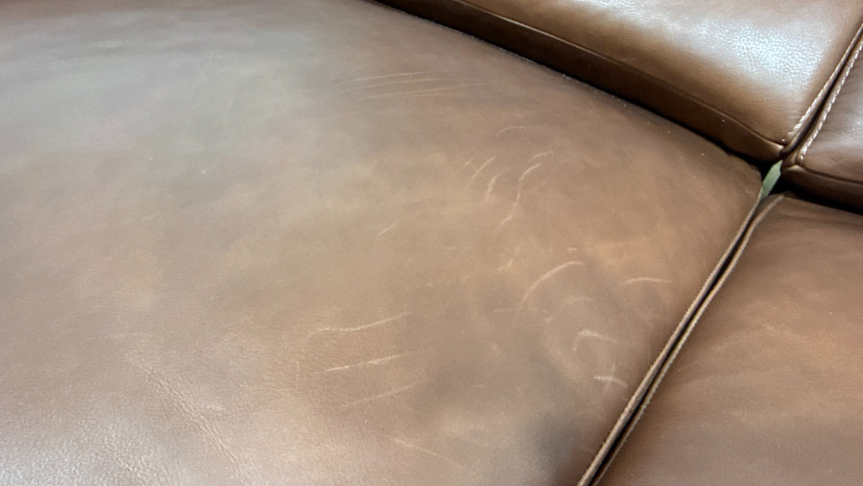 Sofology Illinois Leather 3 Seater Power Recliner/Headrest in Relaxed Soft Brown