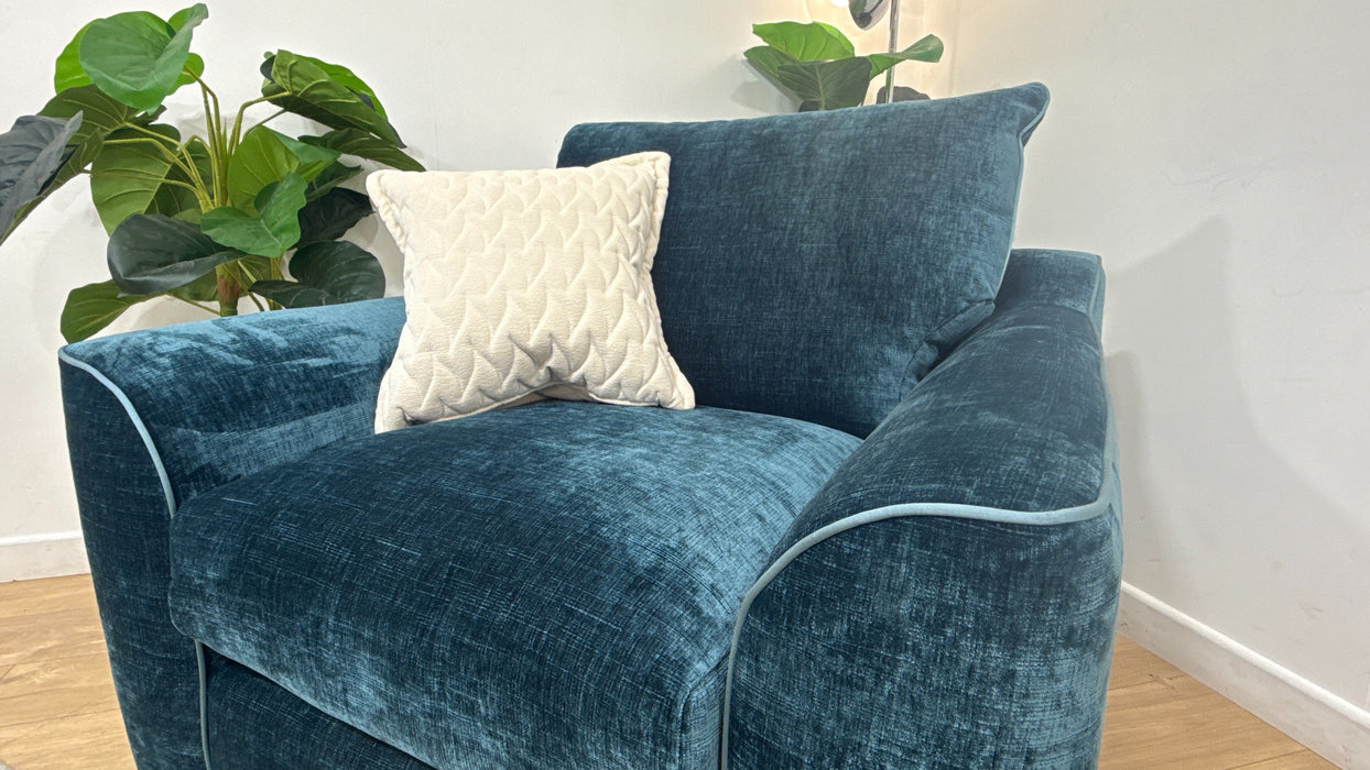 Sofology Georgio Fabric Chair Extra Flex Seats in Luxe Chenille Teal Mix