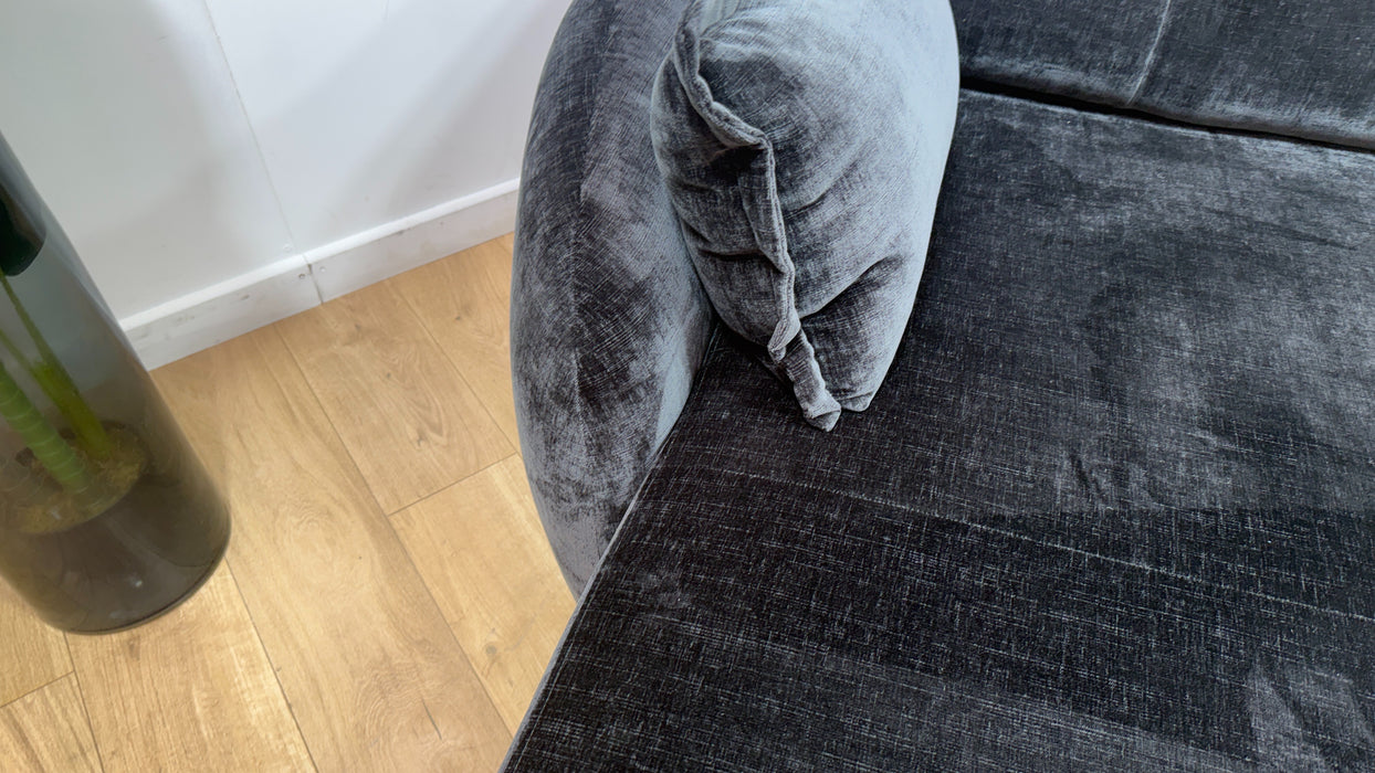 Sofology Portobello Fabric Chaise 3 Seater Foam Seats Storage in Luxury Chenille Anthracite