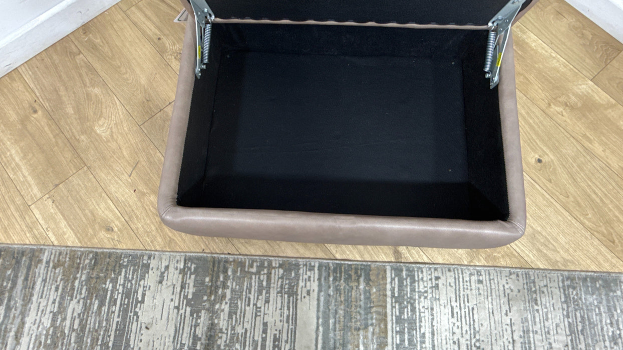 Sofology Embrace Large Storage Footstool in	Relaxed Soft Leather Stone