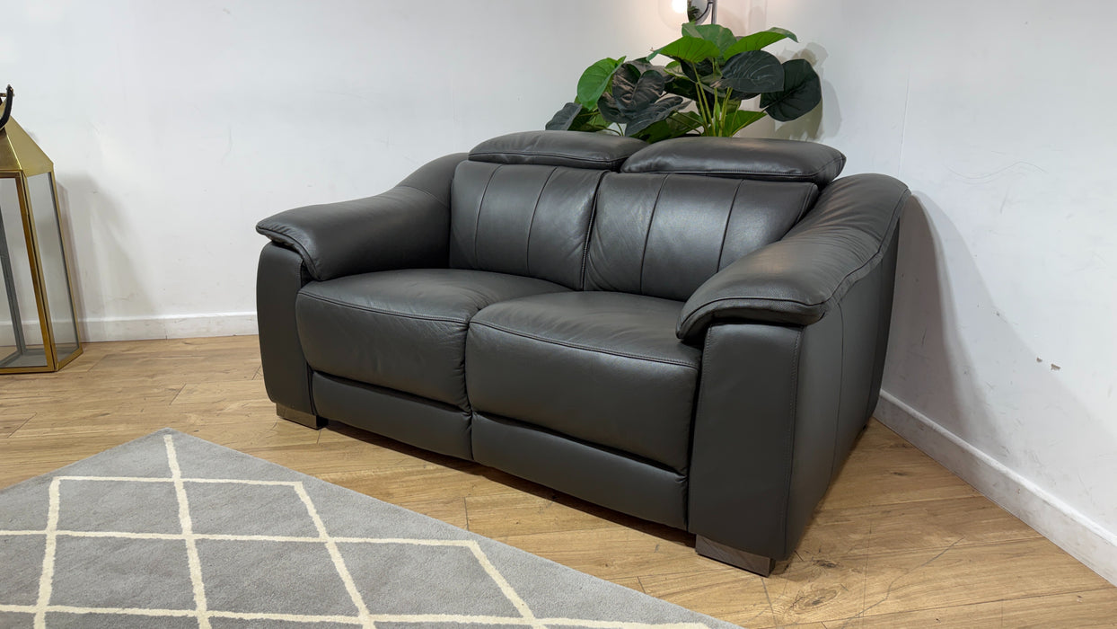 Sofology Carrera Leather 2 Seater in Trusty Embossed Charcoal