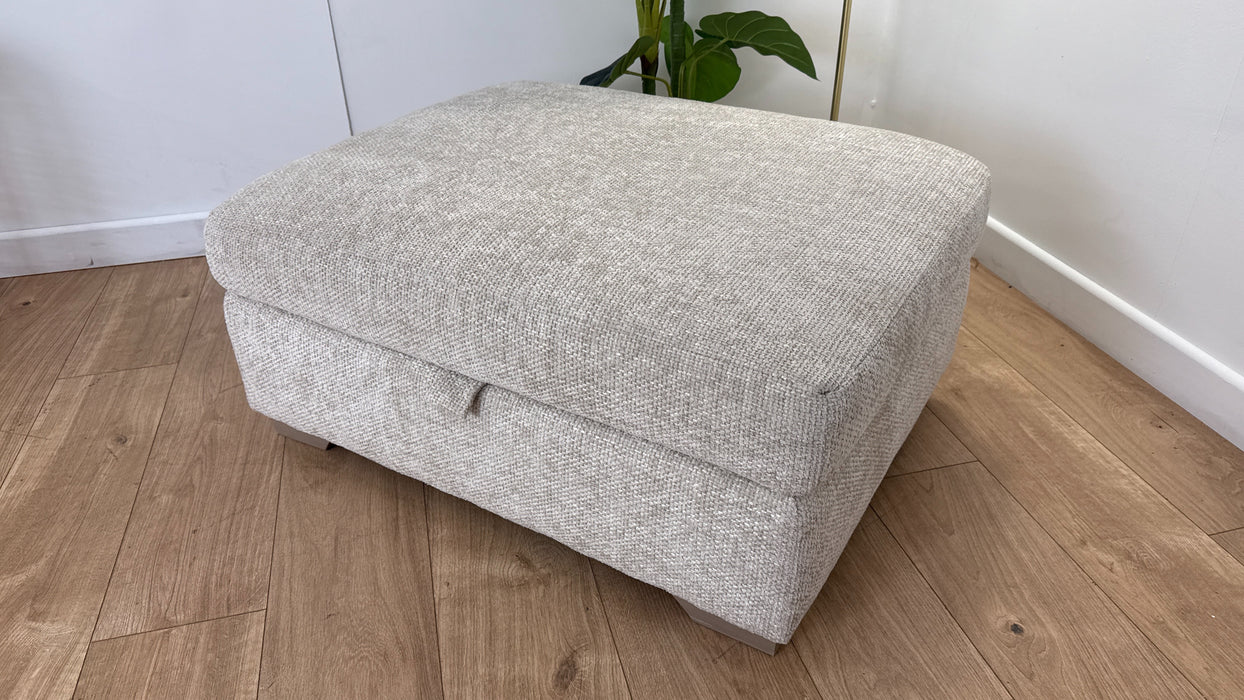 Sofology The Tallulah Footstool in Basketweave Chenille Stone All Over