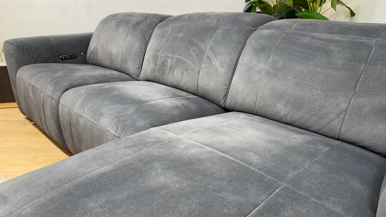Sofology Lumiere Fabric 4 Seater Chaise Power Recliner/Headrest in Lifestyle Flecked Charcoal