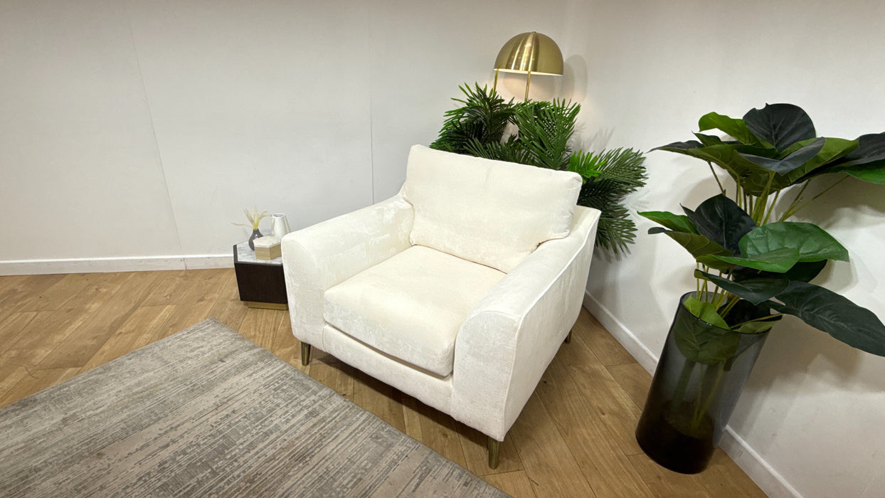 Sofology Mayfair Fabric Chair Foam Seat in Luxury Chenille Milk/Pearl Mix