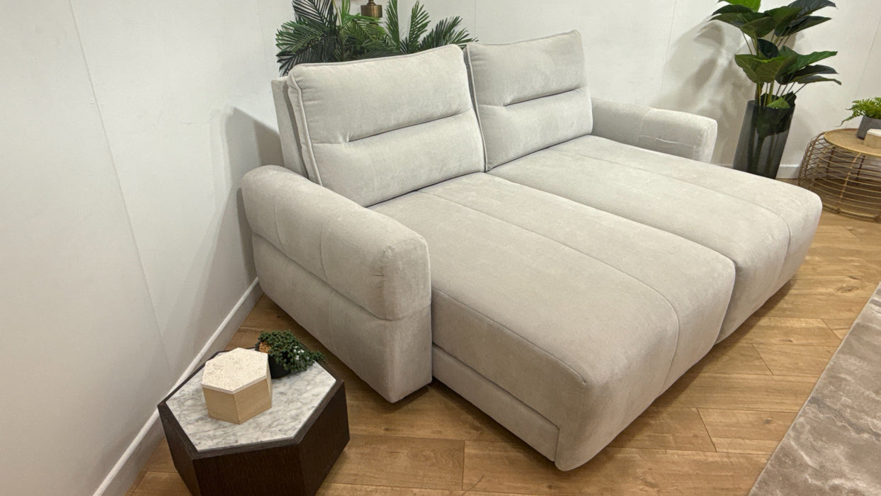 Sofology Sanctuary Fabric 3 Seater Double Power Chaise Power Motion Back in Relaxed Chenille Stone