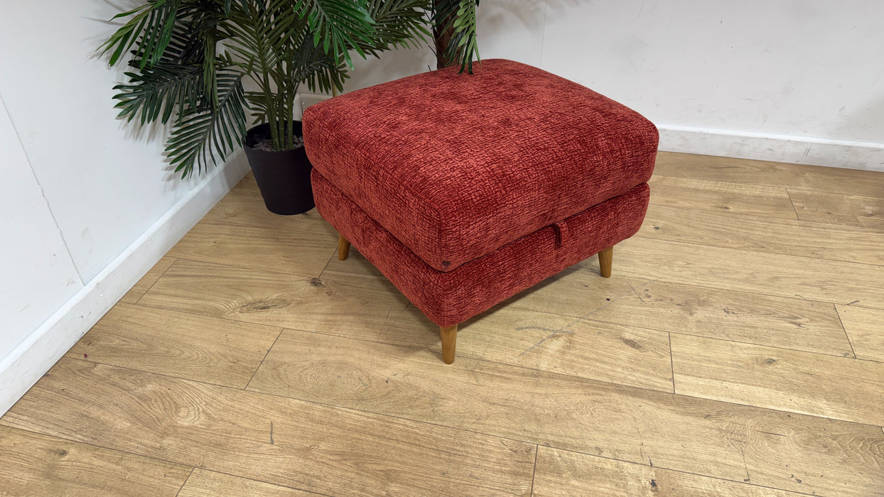 Sofology Hygge Fabric Storage Footstool in Heavy Textured Chenille Rust