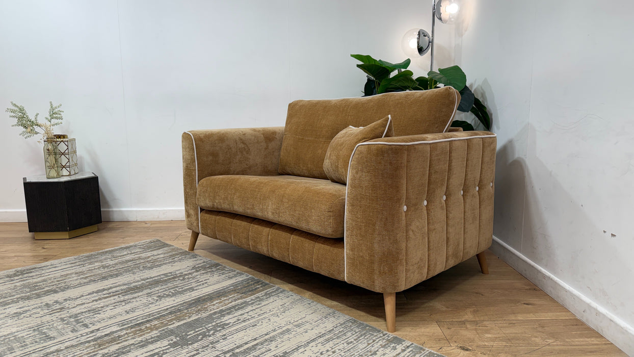 Sofology Remy Fabric Loveseat in Soft Chenille Almond Mix With Natural Contrast Piping