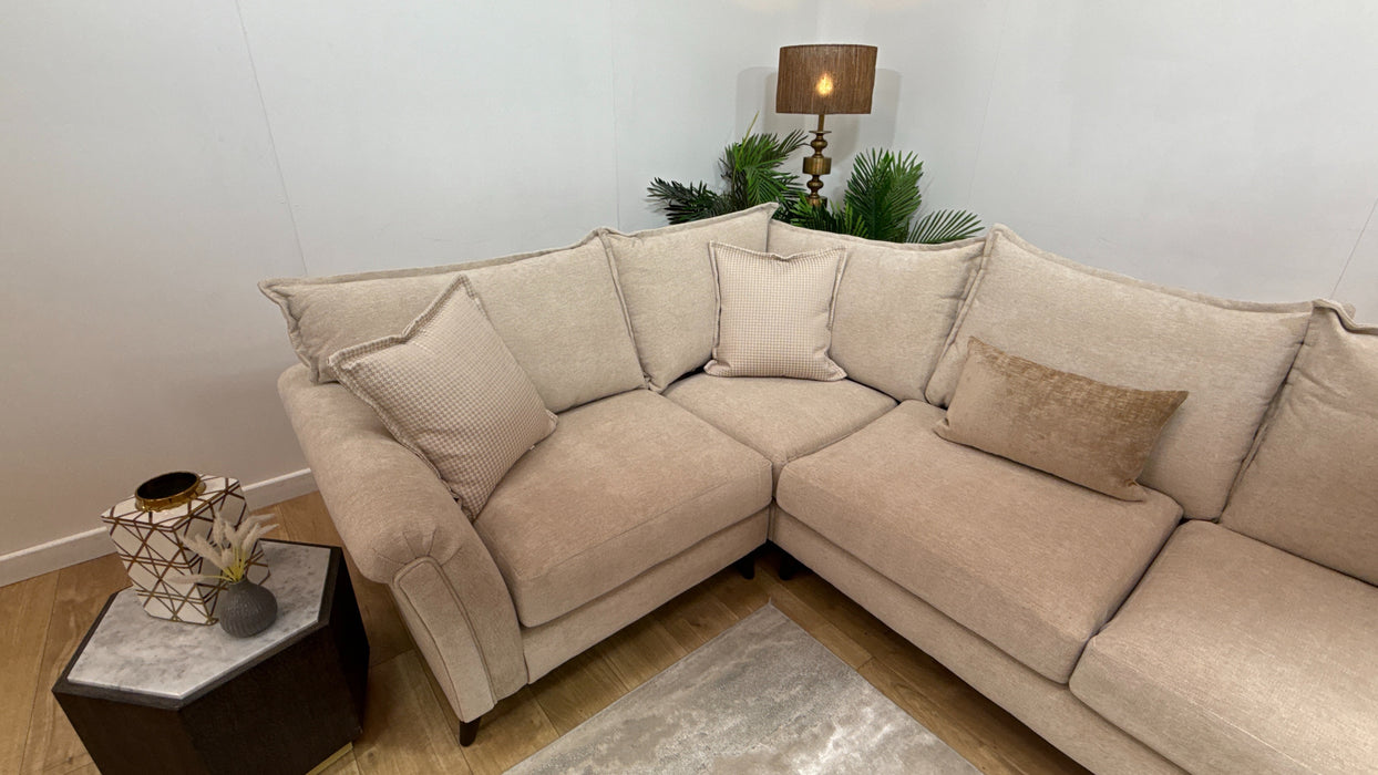 Sofology Beaumont Fabric 1 Corner 3 Foam Seats in Linen Look Chenille Natural Mix