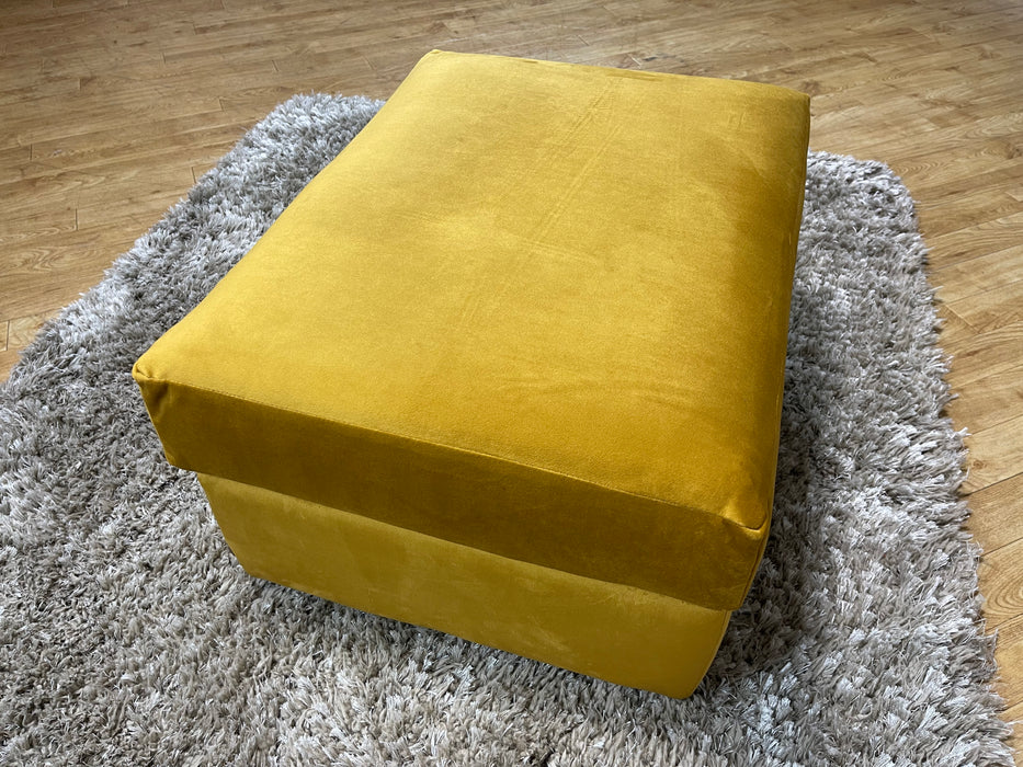 Ambleside Storage Footstool Velvet Mustard Fabric (WA2)
