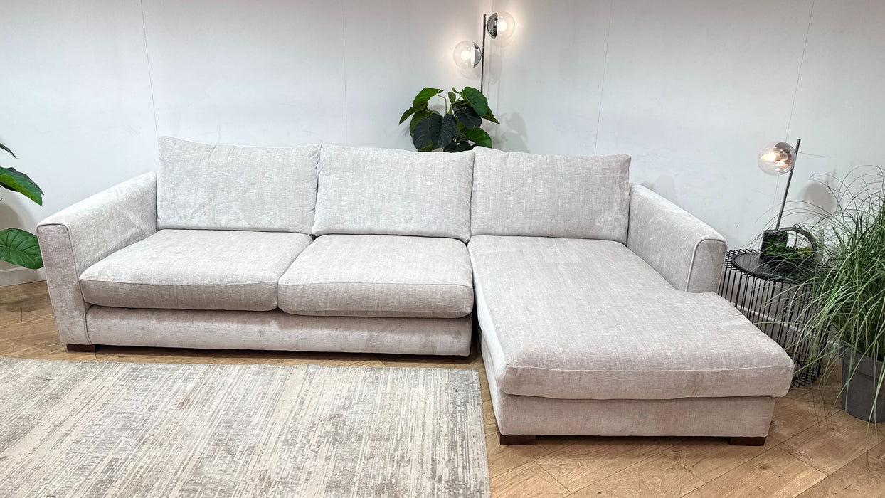 Sofology Majestica Fabric 3 Seater Chaise in Luxe Chenille Oyster Mix