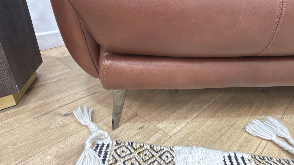 Sofology Adler Leather 4 Seater Asymmetric in Relaxed Soft Brown