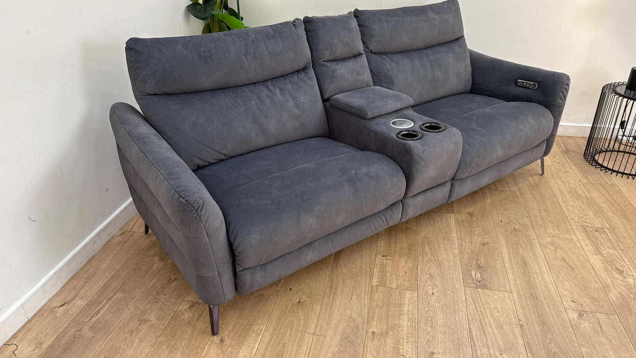 Sofology Renato Fabric 2.5 Seater Console Power Recliner Speakers in Dexter Charcoal