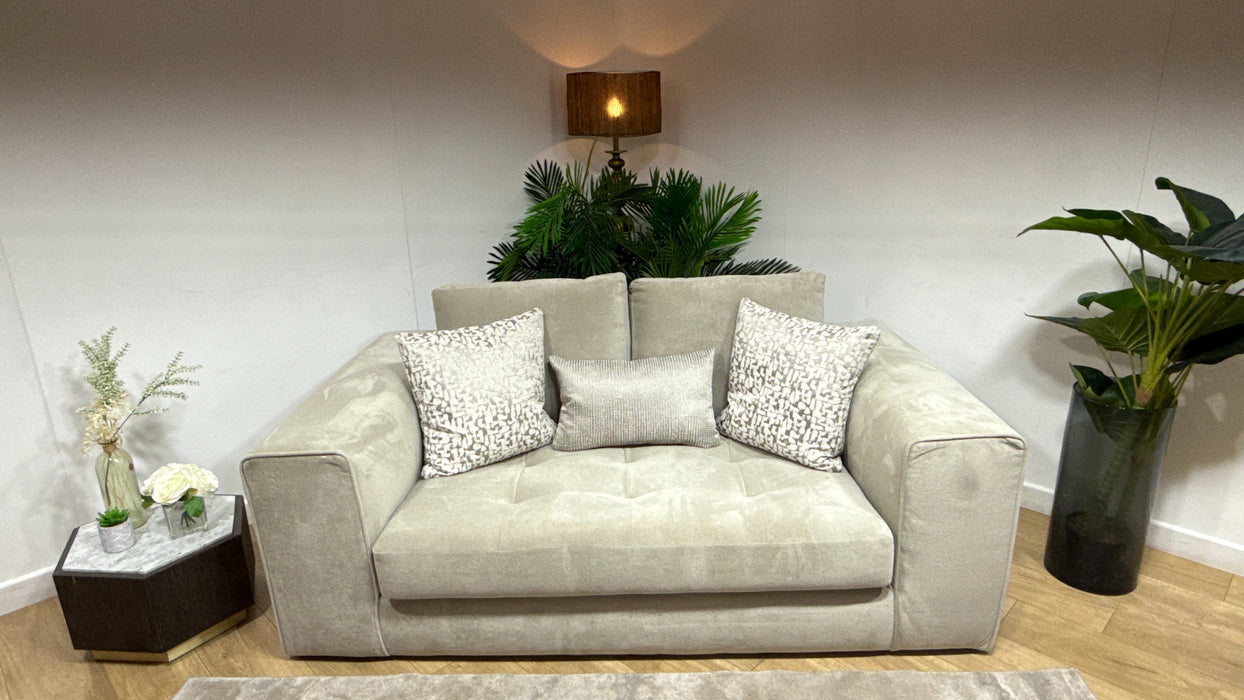 Sofology Ascot Fabric 2 Seater Bench Seat in Soft Sherpa Stone Mix