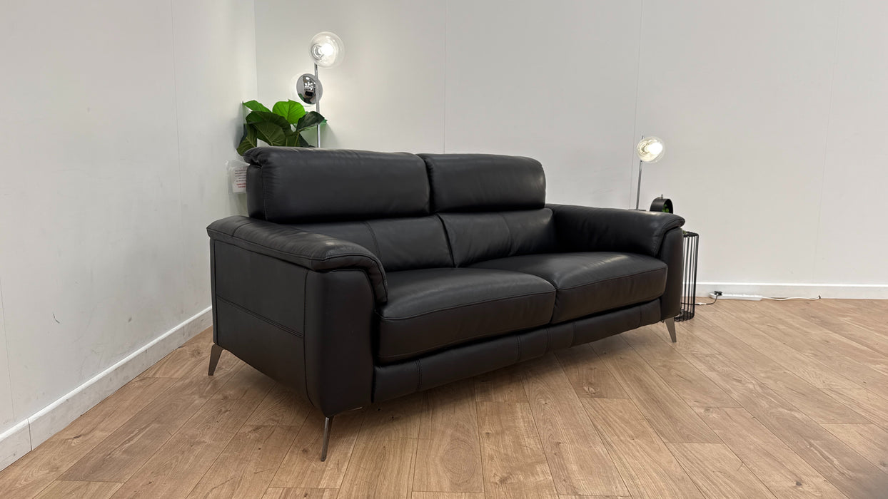 Sofology The Illinois Leather 3 Seater in Le Mans Black