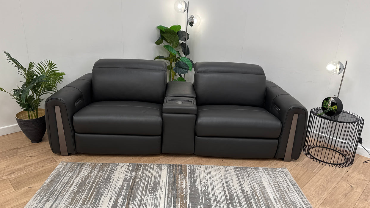 Sofology The Kingsbridge 2.5 Seater Leather Recliner Sofa in Trusty Embossed Charcoal