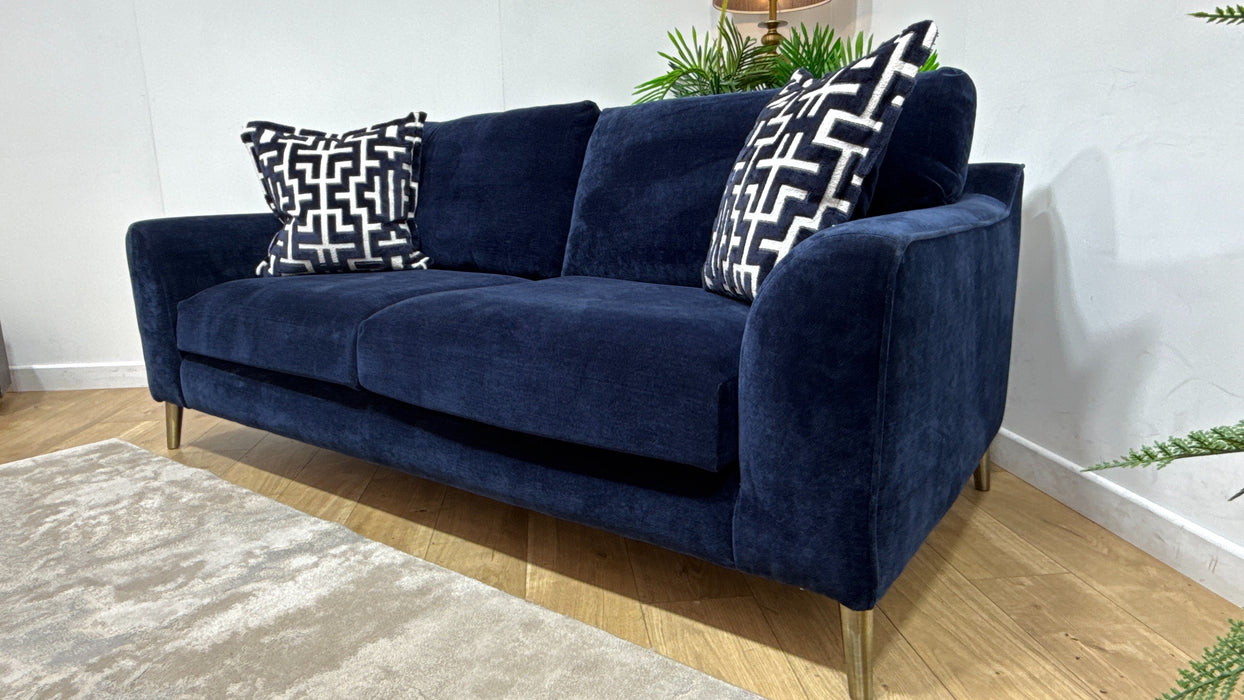 Sofology Mayfair Fabric 3 Seater Foam Seats in Soft Chenille Navy/Navy Mix