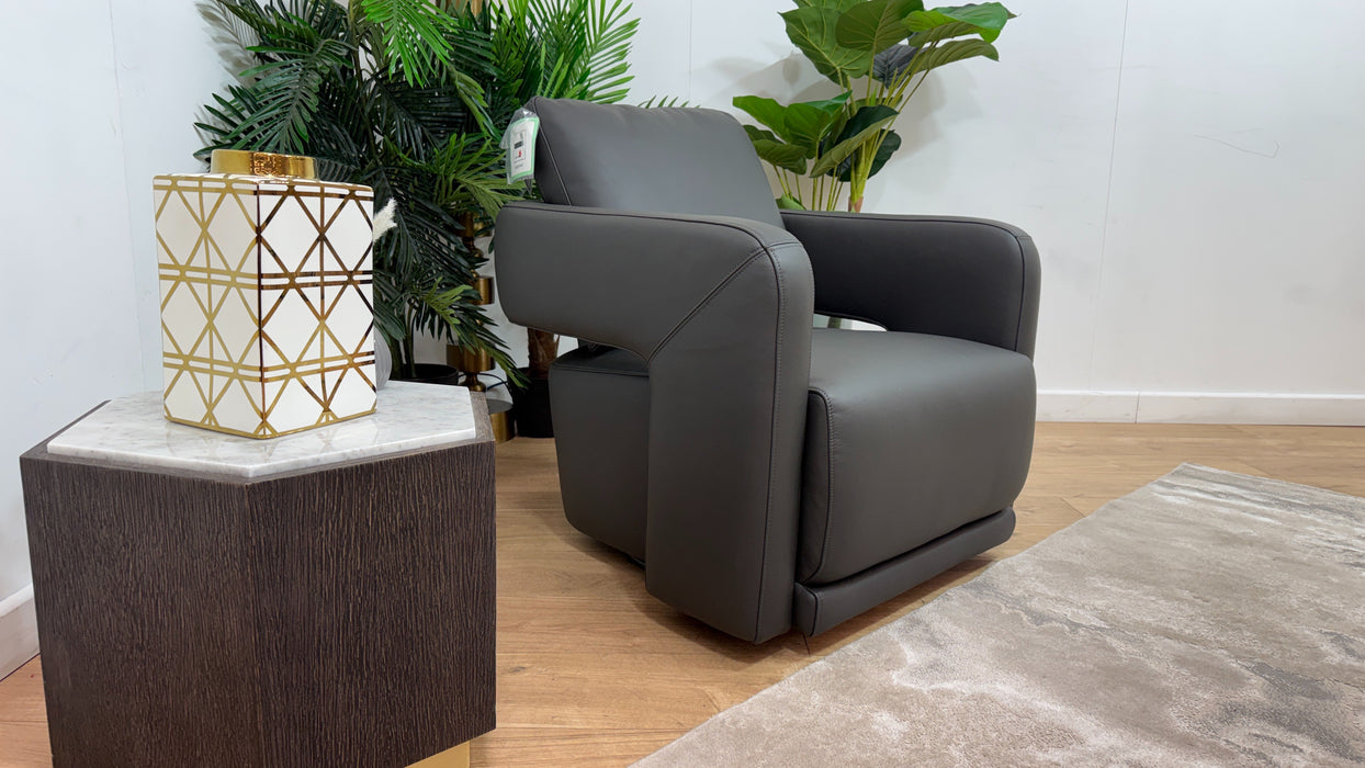 Sofology Flex Leather Accent Chair in Trusty Matt Charcoal