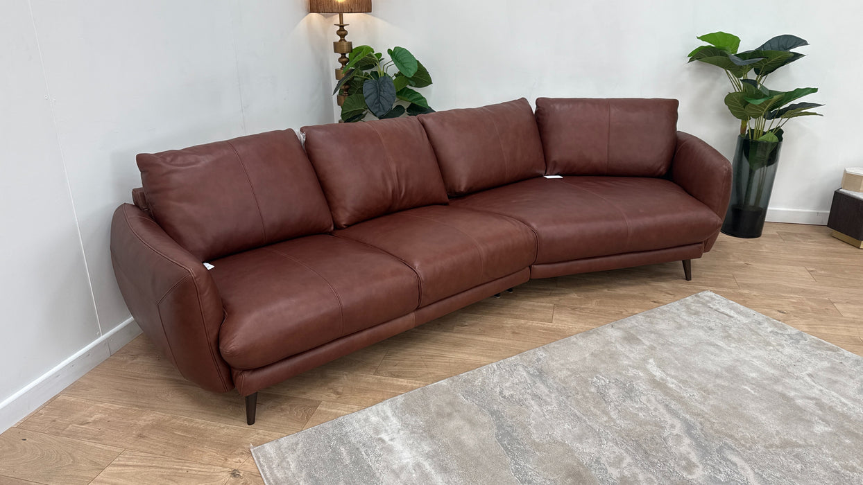 Sofology Adler Leather 4 Seater Asymmetric in Relaxed Soft Brown