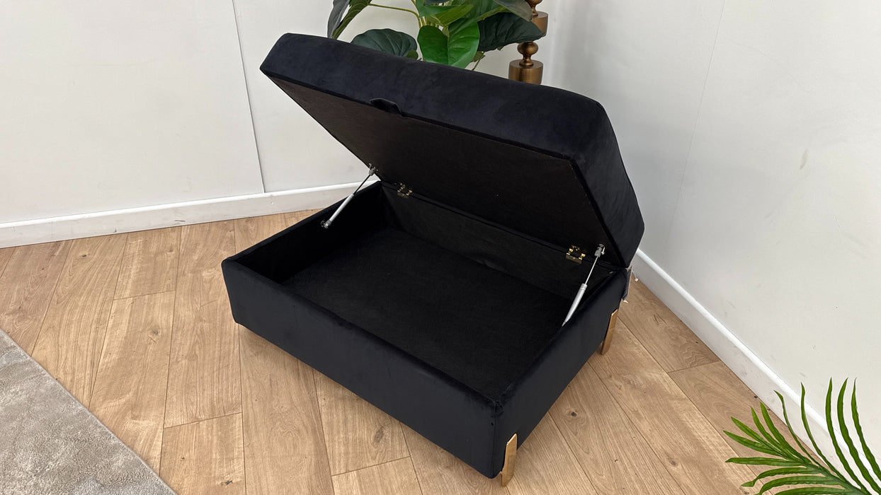 Sofology The Oscar Fabric Storage Footstool in Super Matt Velvet Black