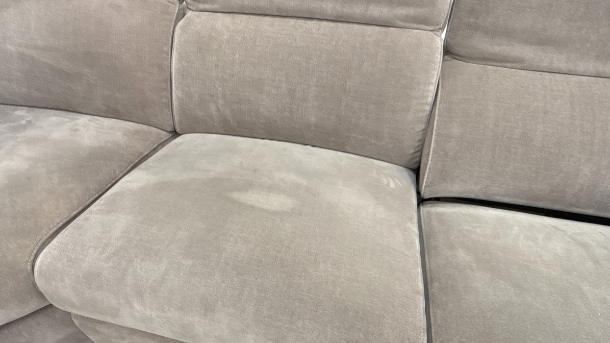 Sofology Plaza Fabric 1.5 Smart Console Corner 3 Power Recliner/Headrest Heated Seats in Relaxed Chenille Nutmeg