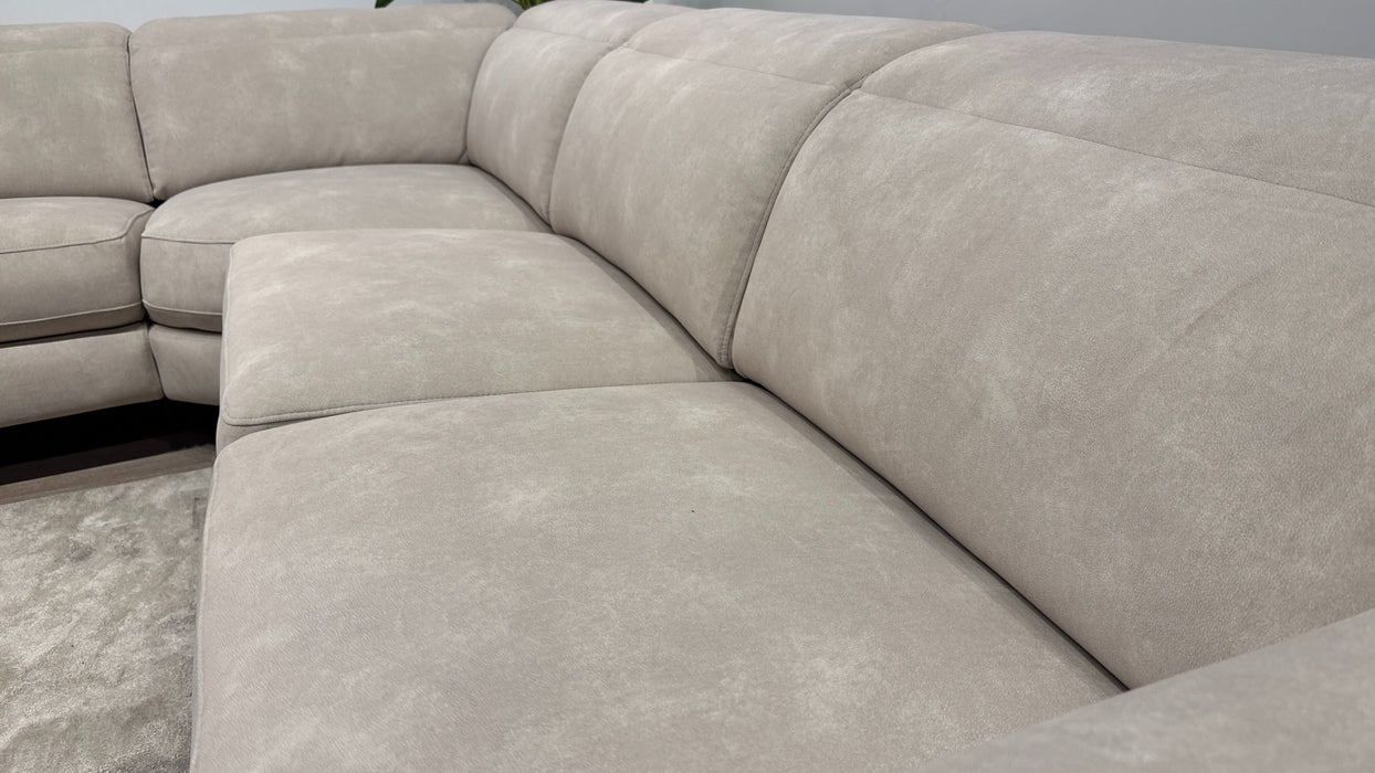 Sofology Ezra Fabric 3 Corner 3 Power Recliner/Headrest Heated Seats in Lifestyle Flecked Ivory