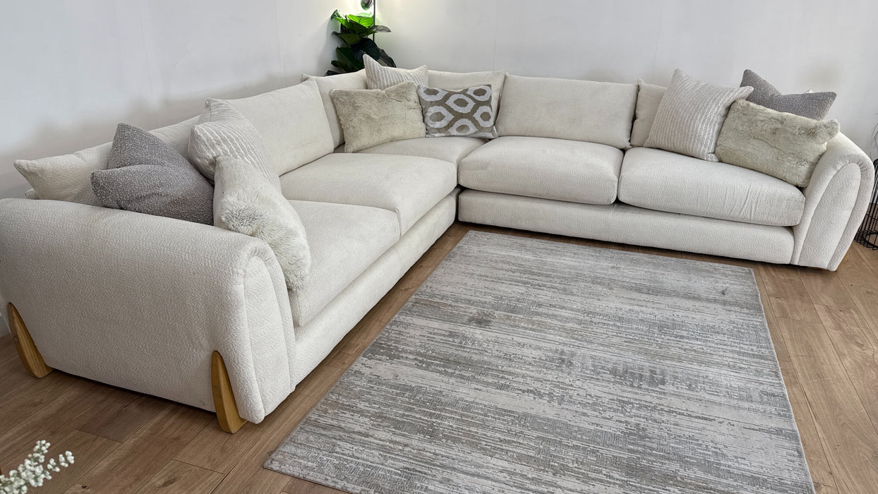 Sofology Marble Arch Fabric 3 Corner 3 in Camden Wood Trim Ecru Mix