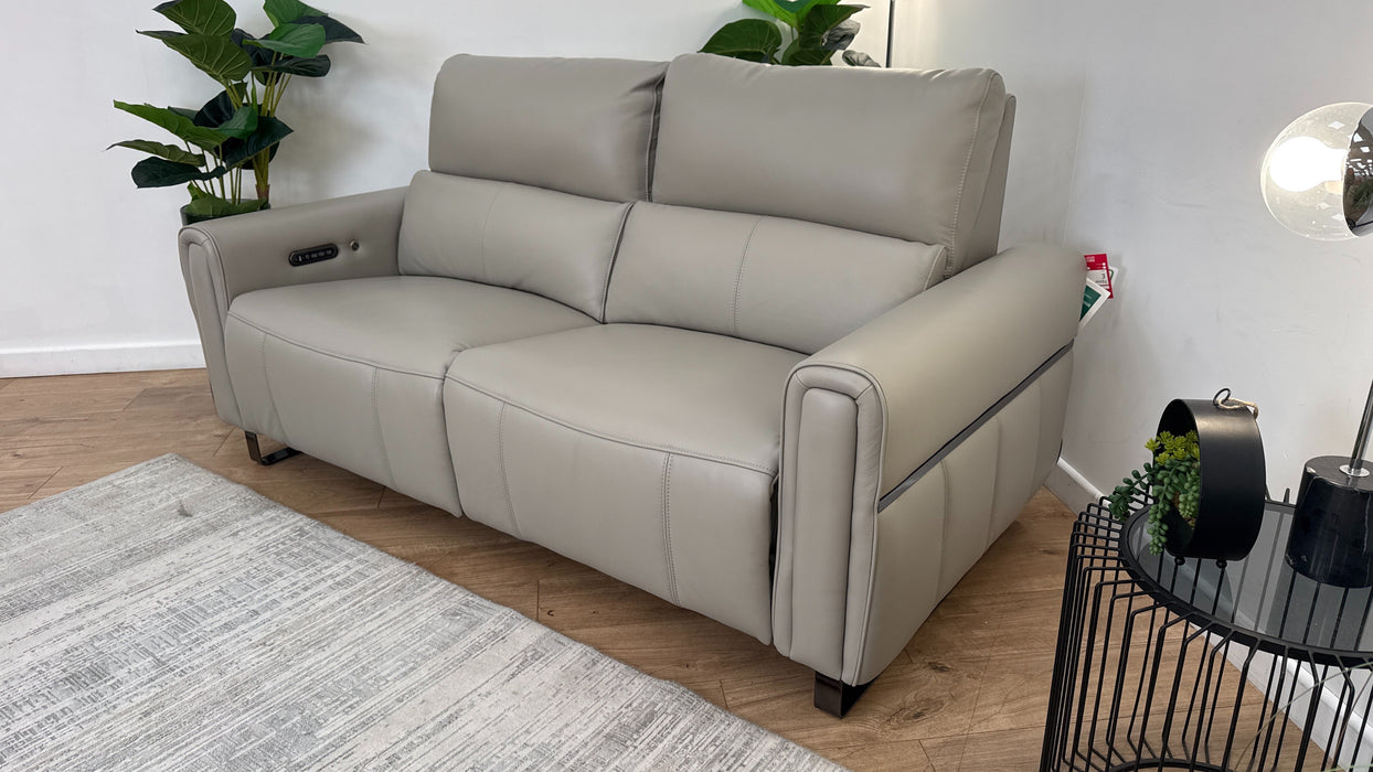 Sofology The Ravello Leather Recliner 2.5 Seater in Light Grey