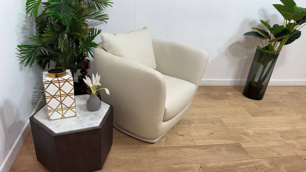 Sofology Serene Leather Swivel Chair in Trusty Matt Bone