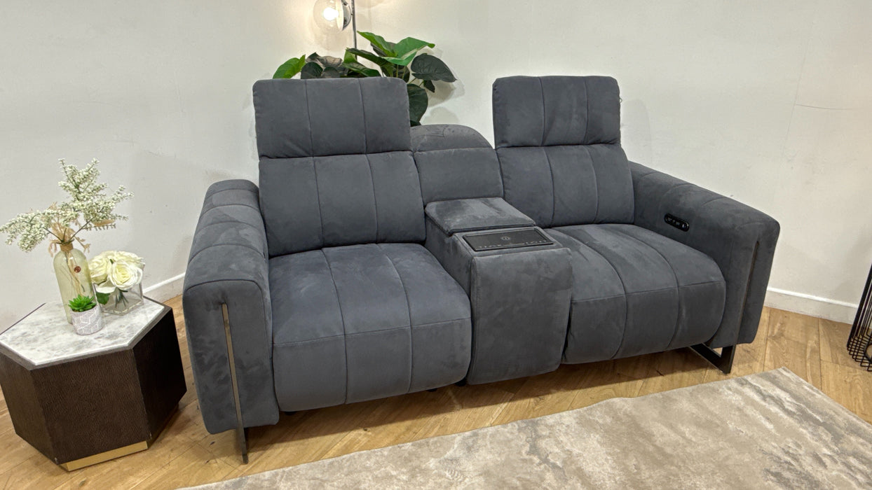 Sofology The Paramount 2 Seater Console Power Recliner/Headrest in Lifestyle Flecked Fabric Charcoal