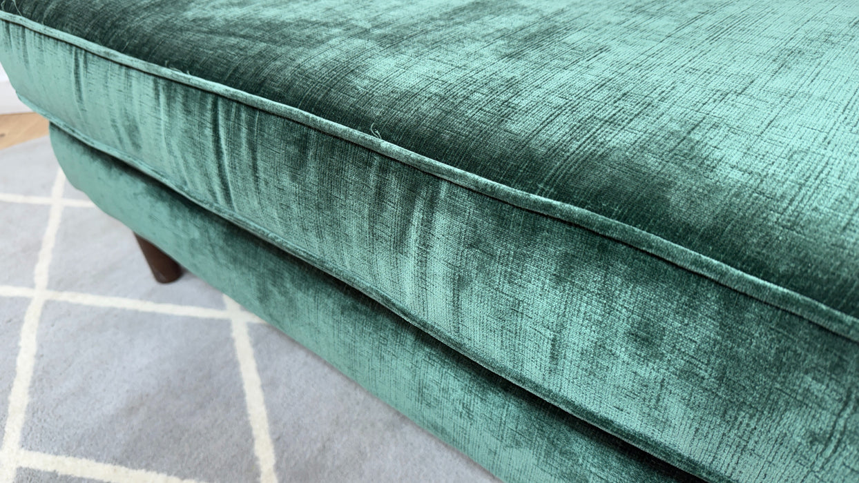 Sofology Cricket Fabric Combi Footstool in Luxe Chenille Forest Green