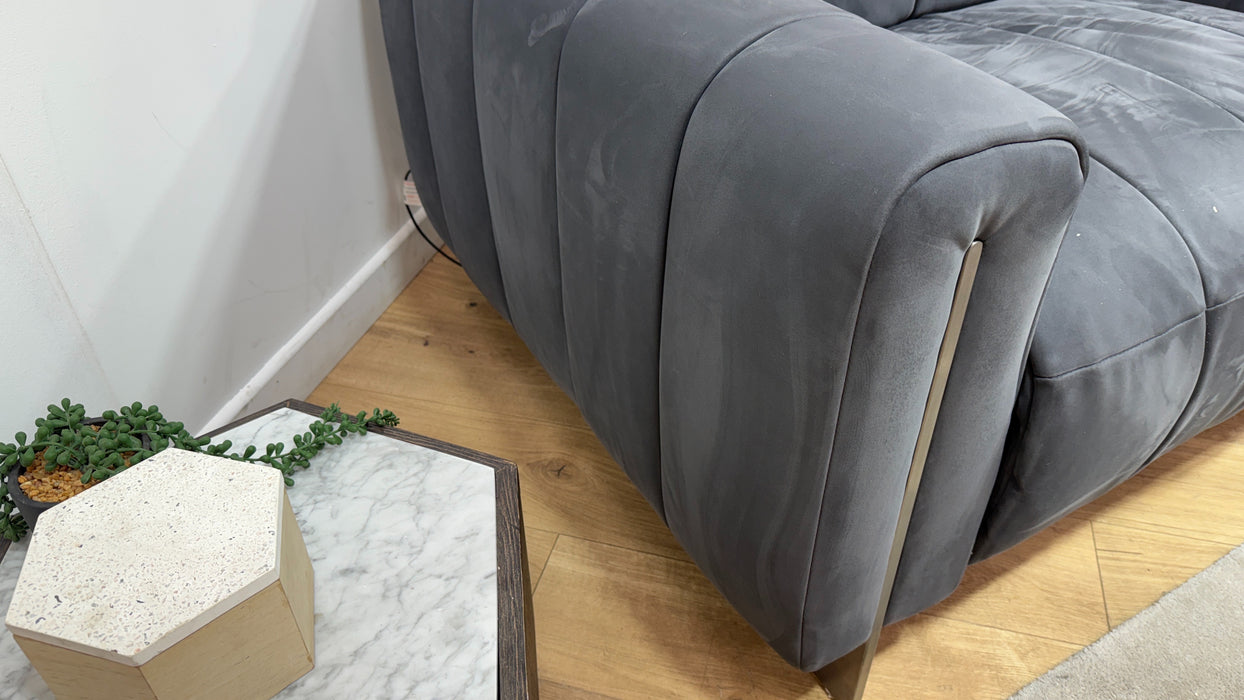 Sofology Paramount Fabric 2.5 Seater Console Power Recliner/Headrest Speakers in Lifestyle Nubuck Feel Charcoal
